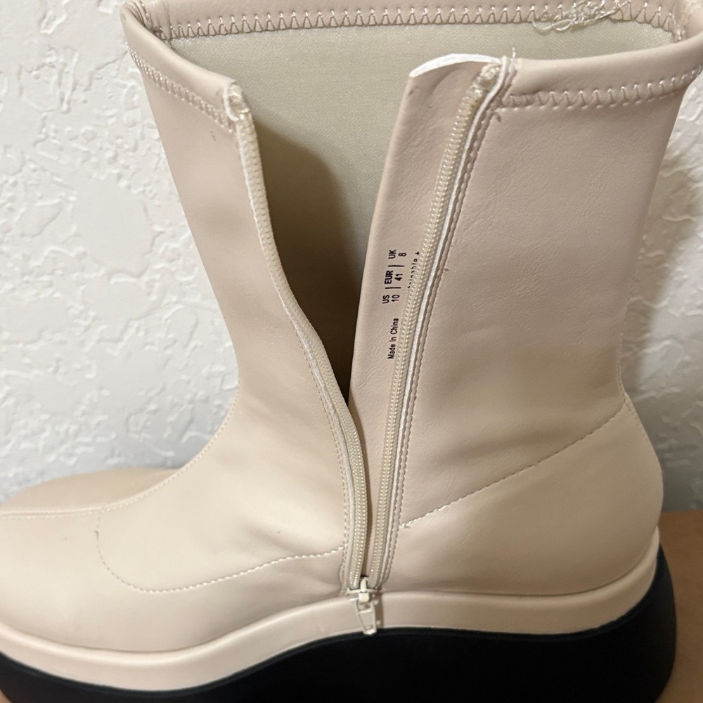 Cream Platform Ankle Boots NWOT - Picture 6 of 6